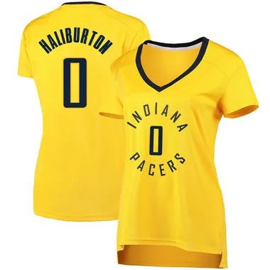 Fast Break Gold Tyrese Haliburton Women's Indiana Pacers Fanatics Branded Jersey - Statement Edition