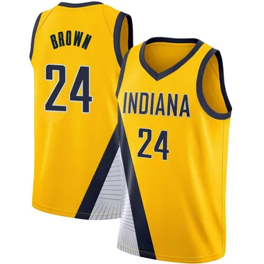 Swingman Yellow Kobe Brown Men's Indiana Pacers Nike 2019/20 Jersey - Statement Edition
